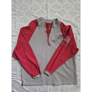VTG Pelle Pelle Marc Buchanan Sleeve LOGO Sweatshirt Sz XL Red Gray 1/4 Zip EUC